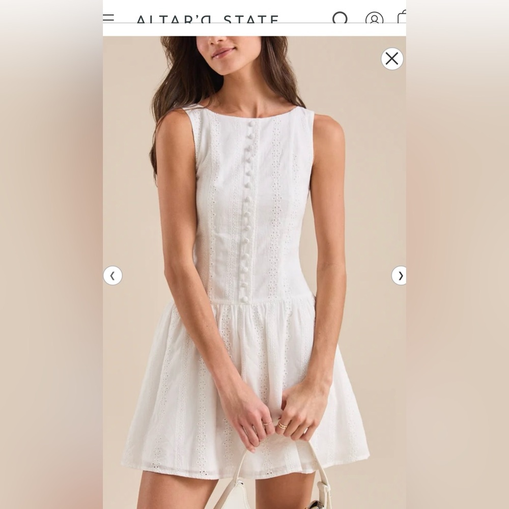 Altar'd State White Layla Eyelet Mini Dress